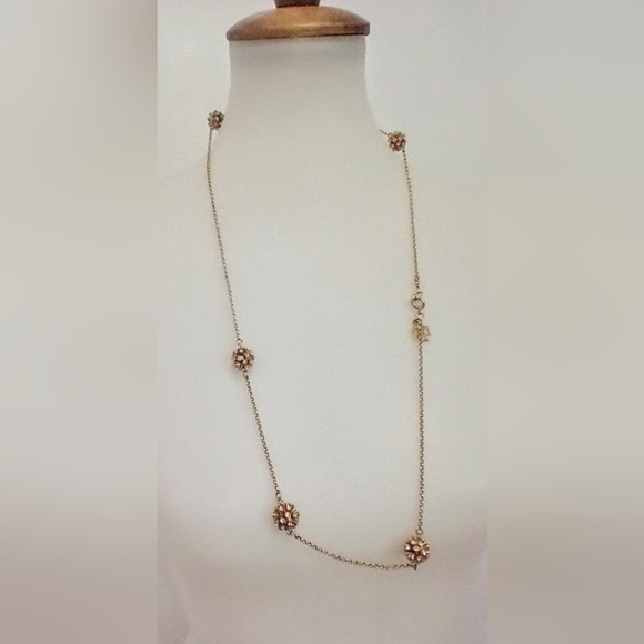 ANN TAYLOR GOLD RHINESTONE BAUBLE NECKLACE - Picture 2 of 10